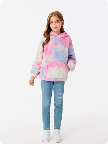 Makkrom Boys Girls Sherpa Hoodies Fleece Hoodie Pullover Outfits for Kids in Kuwait