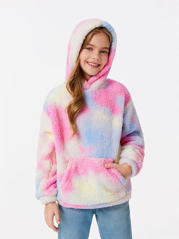 Makkrom Boys Girls Sherpa Hoodies Fleece Hoodie Pullover Outfits for Kids in Kuwait