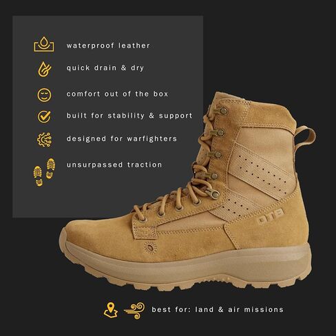M-Flex 8 Tactical Boots for Men and Women - Lightweight, Durable, Waterproof Military & Combat Boots with Slip-Resistant Sole, Coyote in Saudi Arabia