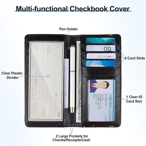 MHJY Checkbook Covers for Personal Checkbook, RFID Blocking Checkbook Holder Alphabet Checkbook Cover for Duplicate Checks, Black K in Saudi Arabia