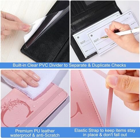 MHJY Checkbook Covers for Personal Checkbook, RFID Blocking Checkbook Holder Alphabet Checkbook Cover for Duplicate Checks, Black K in Saudi Arabia