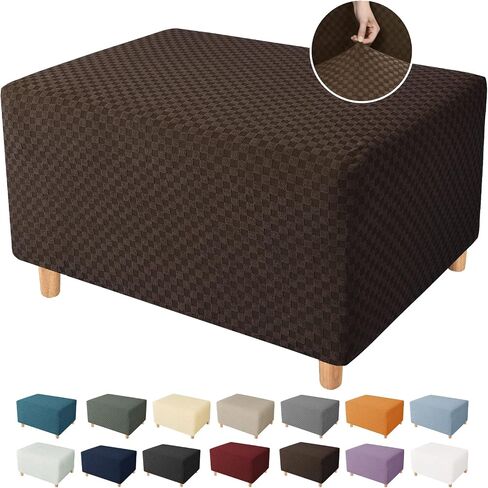 YEMYHOM Ottoman Cover Latest Jacquard Design High Stretch Folding Storage Footstool Protector Rectangle Removable Slipcover (Ottoman Small, Light Gray) in Saudi Arabia