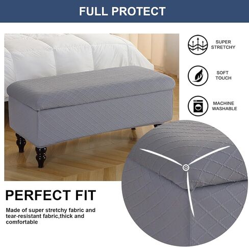 FUANGUI Ottoman Cover Stretch Storage Ottoman Bench Slipcover Jacquard Folding Storage Bench Ottoman Cover Footrest Stool Slipcover Footstool Protector Cover with Elastic Bottom,Medium in Saudi Arabia