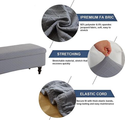 FUANGUI Ottoman Cover Stretch Storage Ottoman Bench Slipcover Jacquard Folding Storage Bench Ottoman Cover Footrest Stool Slipcover Footstool Protector Cover with Elastic Bottom,Medium in Saudi Arabia