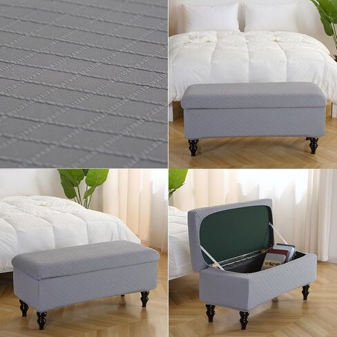FUANGUI Ottoman Cover Stretch Storage Ottoman Bench Slipcover Jacquard Folding Storage Bench Ottoman Cover Footrest Stool Slipcover Footstool Protector Cover with Elastic Bottom,Medium in Saudi Arabia