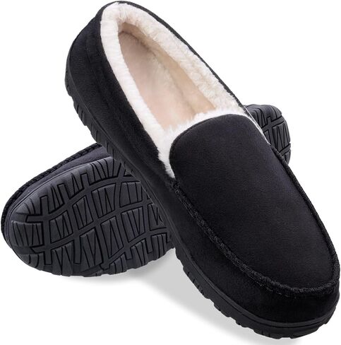 shoeslocker Men's Slippers Warm Soft Plush Memory Foam House Slippers for Men Comfortable Bedroom Moccasin Slippers Non-Slip Indoor Outdoor in Saudi Arabia