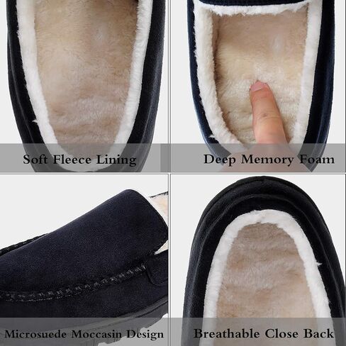shoeslocker Men's Slippers Warm Soft Plush Memory Foam House Slippers for Men Comfortable Bedroom Moccasin Slippers Non-Slip Indoor Outdoor in Saudi Arabia