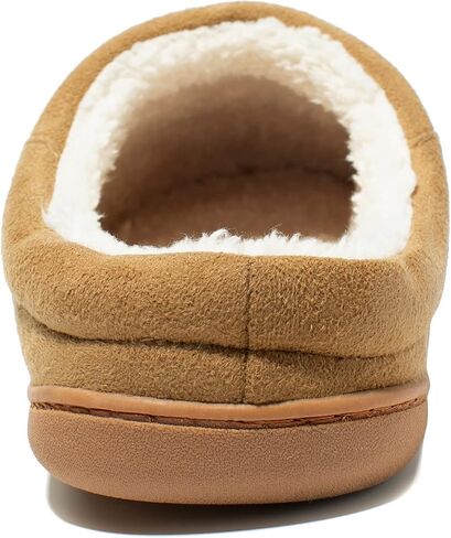 NewDenBer Men's Warm Memory Foam Suede Plush Fleece Lined Slip on Indoor Outdoor Clog House Slippers in Kuwait