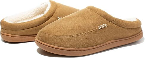 NewDenBer Men's Warm Memory Foam Suede Plush Fleece Lined Slip on Indoor Outdoor Clog House Slippers in Kuwait