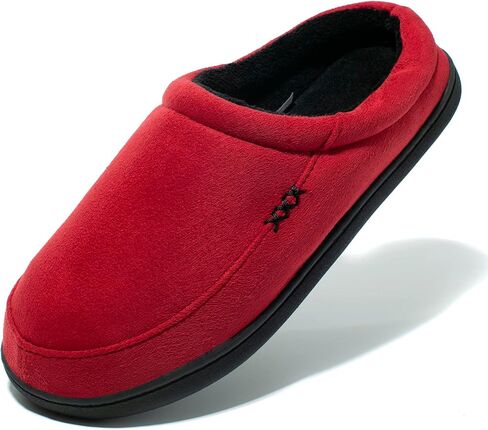 NewDenBer Men's Warm Memory Foam Suede Plush Fleece Lined Slip on Indoor Outdoor Clog House Slippers in Kuwait