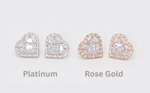 Maison Noubeaute Love Heart Earrings - 14mm Platinum/Rose Gold Plated Studs with Romantic Design, Sparkling Cubic Zirconia, Made in Korea, Elegant Hypoallergenic Jewelry for Women and Girls in Saudi Arabia