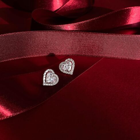Maison Noubeaute Love Heart Earrings - 14mm Platinum/Rose Gold Plated Studs with Romantic Design, Sparkling Cubic Zirconia, Made in Korea, Elegant Hypoallergenic Jewelry for Women and Girls in Saudi Arabia