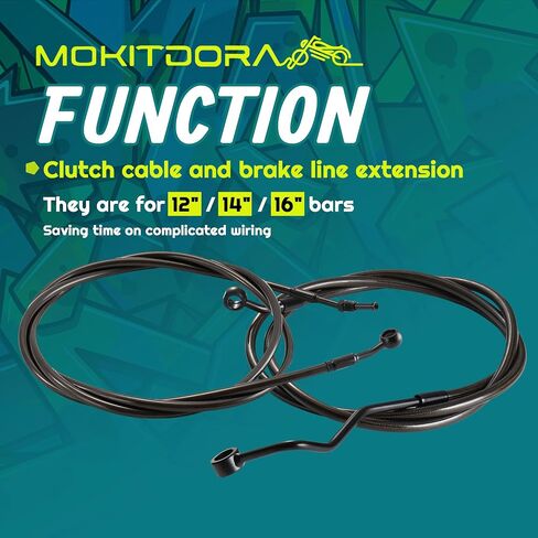 MoKitDora 16" Handlebar Cable Kit Hydraulic Clutch & Upper Brake Lines for Harley Touring 2014-2016 Street FLHX Electra Glide FLHT FLHR w/ABS, Black in Saudi Arabia