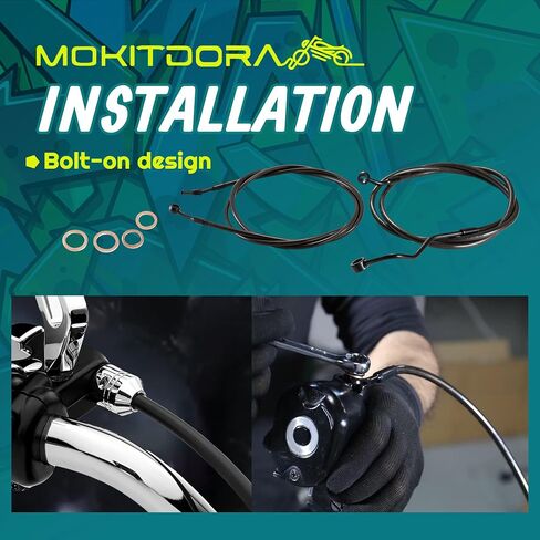 MoKitDora 16" Handlebar Cable Kit Hydraulic Clutch & Upper Brake Lines for Harley Touring 2014-2016 Street FLHX Electra Glide FLHT FLHR w/ABS, Black in Saudi Arabia