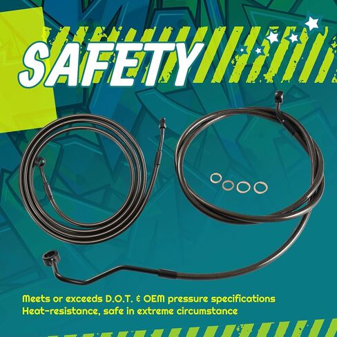 MoKitDora 16" Handlebar Cable Kit Hydraulic Clutch & Upper Brake Lines for Harley Touring 2014-2016 Street FLHX Electra Glide FLHT FLHR w/ABS, Black in Saudi Arabia