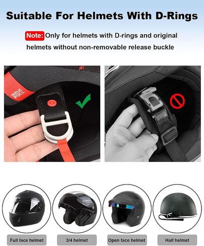 Helmet Quick Release Buckle Kit, Motorcycle Helmet Chin Strap Clip for Full Face, 3/4, Half Helmets With D-rings, Fast Release Fasteners Made by Safe Ratcheted Stainless Steel(Red) in Saudi Arabia