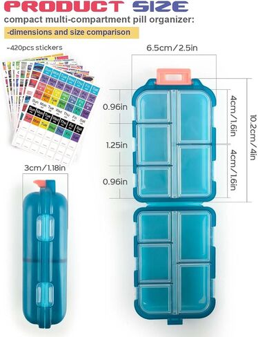 3 Pcs DIY Travel Pill Organizer with Labels Pocket Pharmacy, 3 Pill Box & 420 Medicine Labels, Portable Travel Essentials Mini Pill Container 7 Day Pill Case Storage Vitamin Fish Oil (Set B) in Kuwait