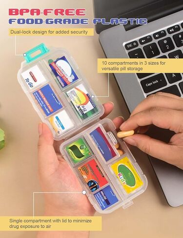 3 Pcs DIY Travel Pill Organizer with Labels Pocket Pharmacy, 3 Pill Box & 420 Medicine Labels, Portable Travel Essentials Mini Pill Container 7 Day Pill Case Storage Vitamin Fish Oil (Set B) in Kuwait