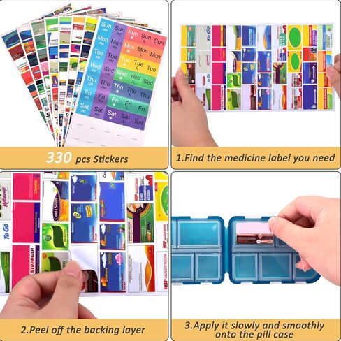 3 Pcs DIY Travel Pill Organizer with Labels Pocket Pharmacy, 3 Pill Box & 420 Medicine Labels, Portable Travel Essentials Mini Pill Container 7 Day Pill Case Storage Vitamin Fish Oil (Set B) in Kuwait