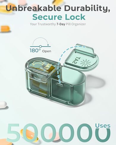 𝐏𝐢𝐥𝐥 𝐎𝐫𝐠𝐚𝐧𝐢𝐳𝐞𝐫, Am & Pm Pill Organizer 7 Days, Weekly Pill Organinzer 2 Times a Day, Pill Box 7 Day, Medicine Pill Organizer for Travel, Vitamins, Fish Oils, Supplements in Kuwait
