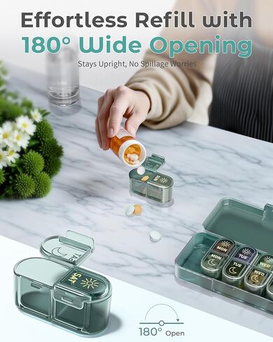 𝐏𝐢𝐥𝐥 𝐎𝐫𝐠𝐚𝐧𝐢𝐳𝐞𝐫, Am & Pm Pill Organizer 7 Days, Weekly Pill Organinzer 2 Times a Day, Pill Box 7 Day, Medicine Pill Organizer for Travel, Vitamins, Fish Oils, Supplements in Kuwait