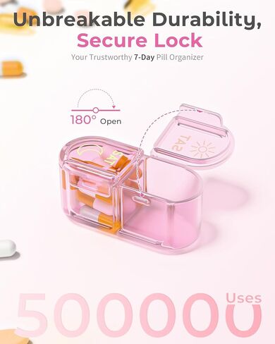 𝐏𝐢𝐥𝐥 𝐎𝐫𝐠𝐚𝐧𝐢𝐳𝐞𝐫, Am & Pm Pill Organizer 7 Days, Weekly Pill Organinzer 2 Times a Day, Pill Box 7 Day, Medicine Pill Organizer for Travel, Vitamins, Fish Oils, Supplements in Kuwait