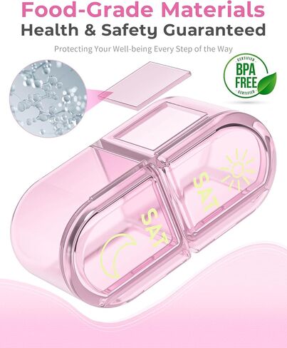 𝐏𝐢𝐥𝐥 𝐎𝐫𝐠𝐚𝐧𝐢𝐳𝐞𝐫, Am & Pm Pill Organizer 7 Days, Weekly Pill Organinzer 2 Times a Day, Pill Box 7 Day, Medicine Pill Organizer for Travel, Vitamins, Fish Oils, Supplements in Kuwait