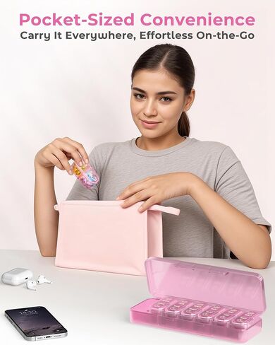 𝐏𝐢𝐥𝐥 𝐎𝐫𝐠𝐚𝐧𝐢𝐳𝐞𝐫, Am & Pm Pill Organizer 7 Days, Weekly Pill Organinzer 2 Times a Day, Pill Box 7 Day, Medicine Pill Organizer for Travel, Vitamins, Fish Oils, Supplements in Kuwait