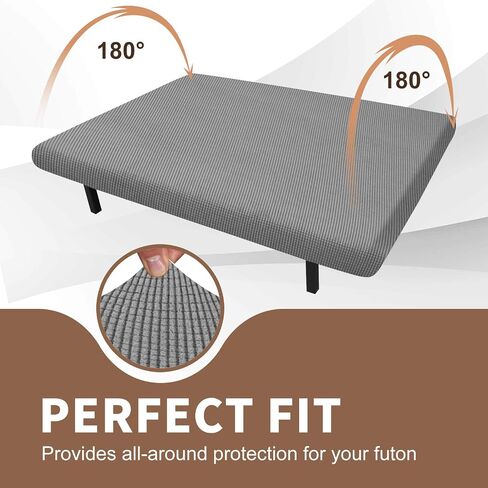 JIVINER Stretch Futon Cover Universal Armless Sofa Slipcover Non Slip Spandex Sofa Bed Without Armrest Cover Soft Spandex Futon Slipcover with Elastic Bands (Futon, Light Gray) in Saudi Arabia