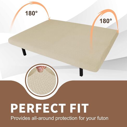 JIVINER Stretch Futon Cover Universal Armless Sofa Slipcover Non Slip Spandex Sofa Bed Without Armrest Cover Soft Spandex Futon Slipcover with Elastic Bands (Futon, Light Gray) in Saudi Arabia