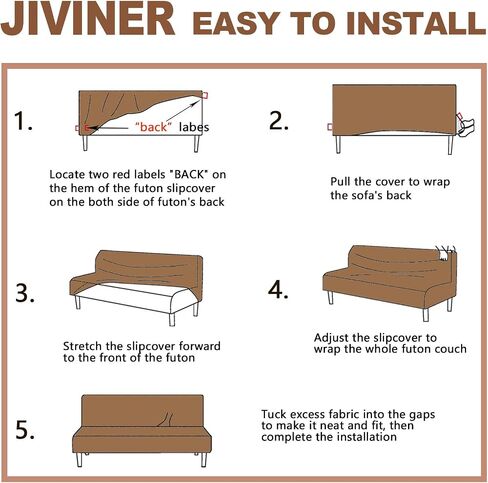 JIVINER Stretch Futon Cover Universal Armless Sofa Slipcover Non Slip Spandex Sofa Bed Without Armrest Cover Soft Spandex Futon Slipcover with Elastic Bands (Futon, Light Gray) in Saudi Arabia