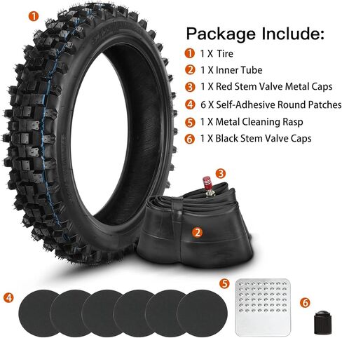 GREHUA 3.00-12 80/100-12 Dirt Bike Tire Inner Tube 12 Inch Rear for SSR 90cc 110cc 125cc PW80 CRF70 CRF110 XR70 KLX110 KX65 TTR90 TTR110 Suzuki JR80 Baja DR70 Coolster QG-214 Off Road Motocross Bike in Kuwait