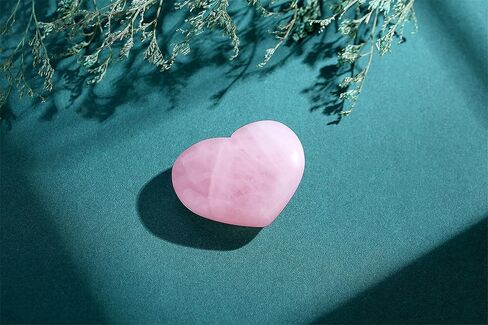MAIBAOTA 45 mm Rose Quartz Crystal Heart Big Healing Crystals Pink Heart Love Crystal Stone Natural Reiki Gemstone Crystal Gifts for Mom Mothers Day Valentines Day Palm Worry Stones for Anxiety in Kuwait