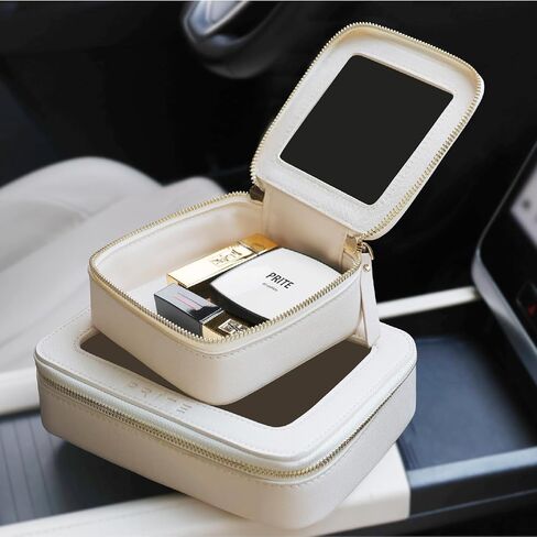 Prite Christmas Gifts Clear Makeup Bag Cosmetic Organizer Case Waterproof Travel Toiletry Bag Skincare Pouch with Golden Zipper(Beige) in Saudi Arabia