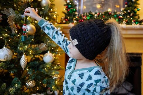 Funky Junque Kid's BeanieTail Children’s Ponytail Messy Bun Beanie Solid Ribbed Hat in Saudi Arabia