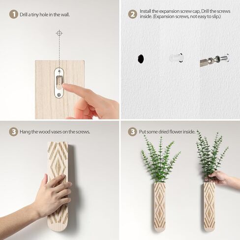 Wall Planter for Indoor Plants, 3 Pack Geometric Hanging Planter, Wood Wall Vase for Decor Artificial Flower Plants, Boho Wall Decor for Living Room, Bedroom in Kuwait