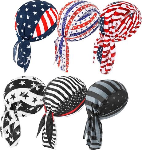 DOCILA 6 قطعة قبعة جمجمة Do Rags للرجال والنساء خوذة بطانة للرأس دراجة نارية باندانا لجميع الفصول قبعة دوراج لركوب الدراجات in Kuwait