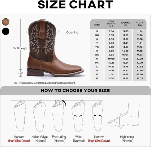 Lumeheel Cowboy Boots for Men - Western Men's Boots with Classic Embroidered, Slip on Square Toe Boots, Slip Resistant Country Boots Chunky Heel Ankle, Durable Short Boots for Spring Fall in Kuwait