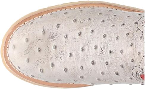 Dingo Mens Kiwi Embroidered Ostrich Round Toe Casual Boots Mid Calf - White in Saudi Arabia