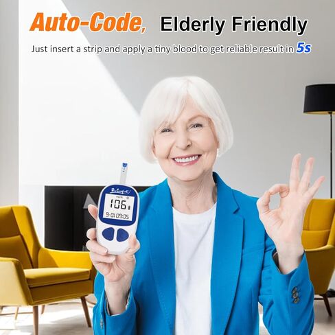 Blood Glucose Monitor Kit, 100 Glucose Test Strips, 100 Lancets, 1 Blood Sugar Monitor, Blood Sugar Diabetes Testing Kit, No Coding Glucometer, 1 Lancing Device in Kuwait