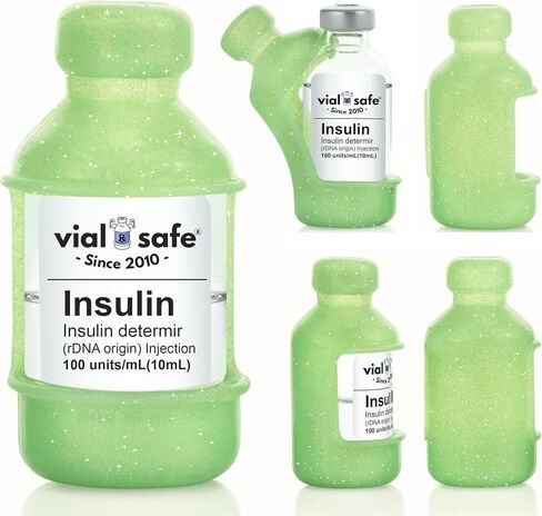 VIAL SAFE | Insulin Vial Protector Case | Secure Insulin Bottle Protector & Cover for 10mL Vials | Fits Humalog,Humulin,NovoLog,NovoRapid,Novolin | 2-Pack | Pink Glitter in Kuwait