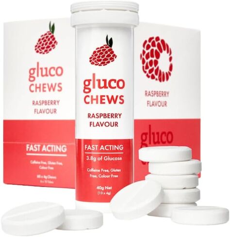 Glucology 6X Orange Glucochews (6 x 10) - Fast-Acting Glucose Chews, 3.8g Each - Boost Energy and Blood Sugar Levels - 10 Chews in Portable, Refillable Tube - Gluten-Free, Fat-Free, Caffeine-Free in Kuwait