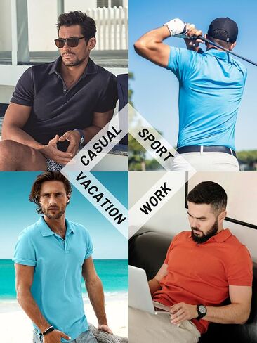 TACVASEN Men's Short Sleeve Polo Shirt Moisture Wicking Casual Business Sports Breathable Golf Shirt in Saudi Arabia