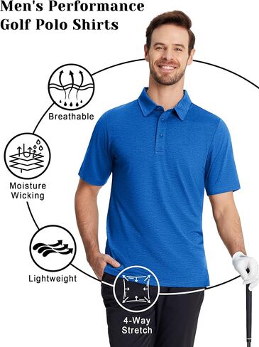TACVASEN Men's Short Sleeve Polo Shirt Moisture Wicking Casual Business Sports Breathable Golf Shirt in Saudi Arabia