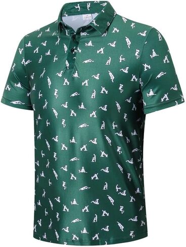 MOXILYN Golf Shirts for Men Moisture Wicking Quick-Dry Print Short Sleeve Performance Golf Polos in Saudi Arabia