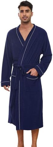U2SKIIN Mens Bathrobes 100% Cotton Terry Cloth Robe, Soft Lightweight Long Spa Bathrobe for Men in Kuwait