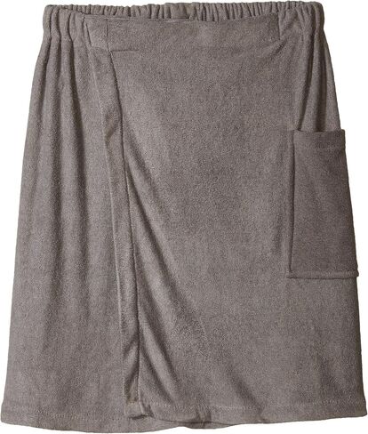 DII Men's Terry Shower Wrap Collection Adjustable with Velcro and Pocket, 54x20, Gray in Saudi Arabia