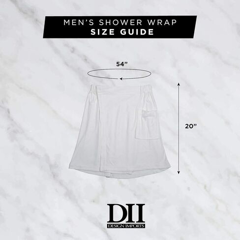 DII Men's Terry Shower Wrap Collection Adjustable with Velcro and Pocket, 54x20, Gray in Saudi Arabia