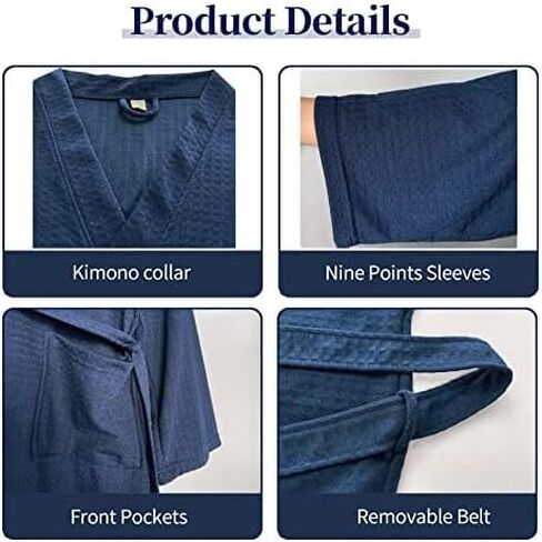 Men's Waffle Robe, Lightweight Knee Length Kimono Bathrobe, Nightgown Shower Robe for Spa in Saudi Arabia