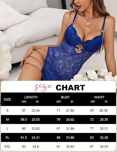 Aranmei Womens Babydoll Lingerie Sexy Lace V Neck Chemise Mini Teddy Sleep Dress with Thong Nightwear in Saudi Arabia